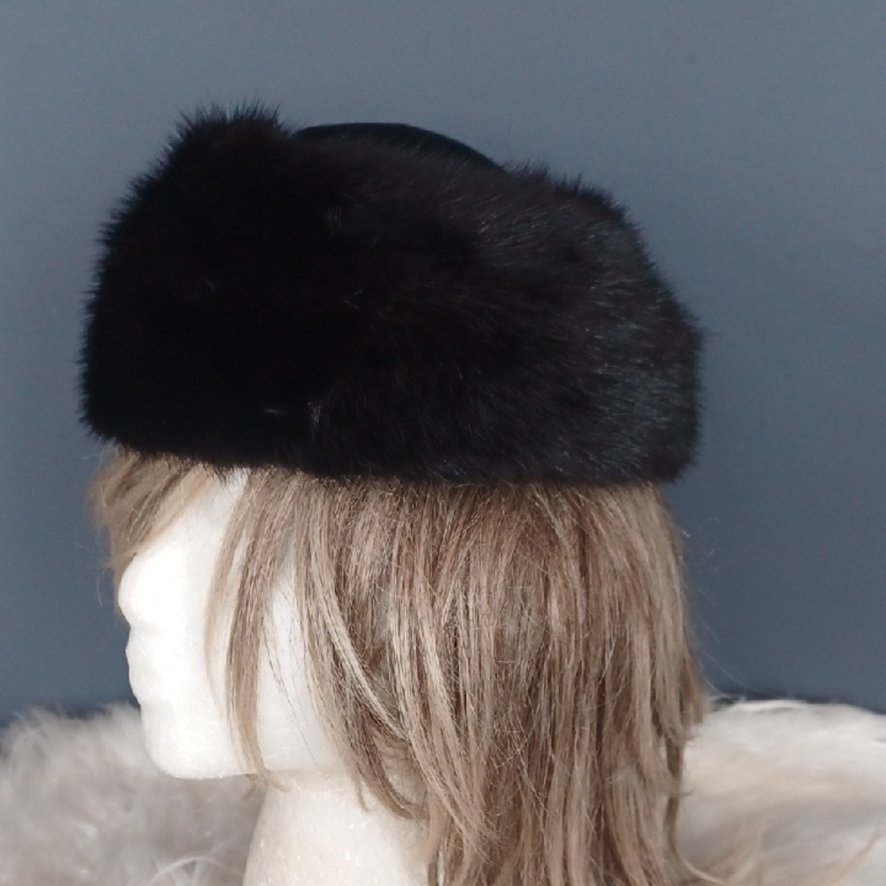 Vintage I. Magnin Black Mink Toque